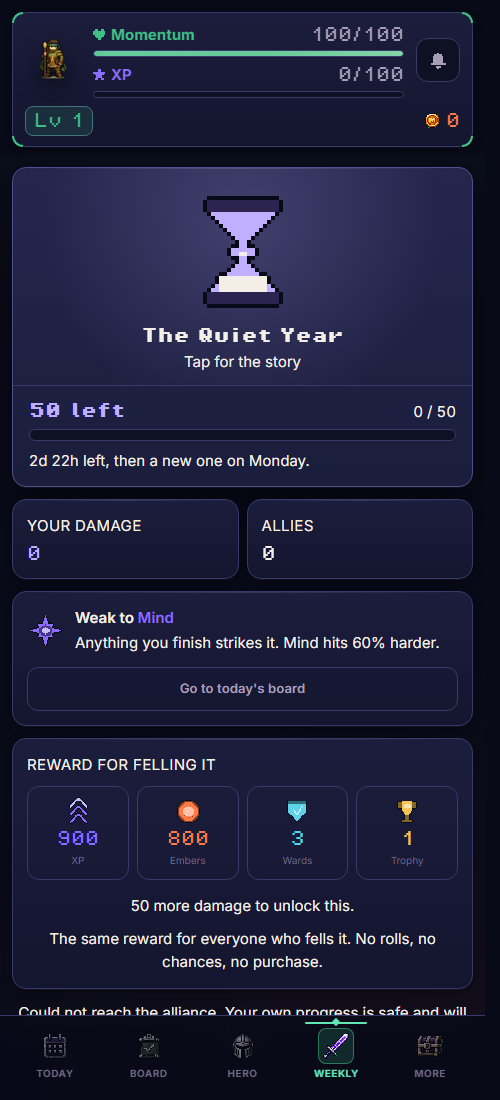 Habitra weekly boss screen